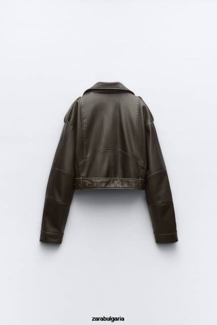 Zara облекло 66FT29 Жени яке от изкуствена кожа дървени въглища