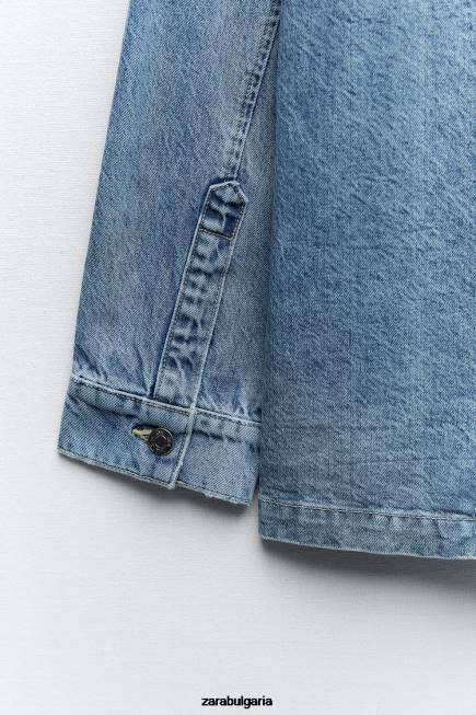 Zara облекло 66FT30 Жени голямо дънково яке z1975 средно синьо
