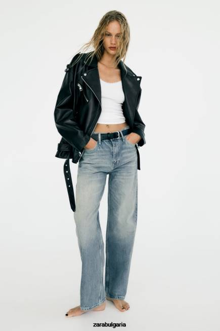 Zara облекло 66FT32 Жени голямо яке от изкуствена кожа черен