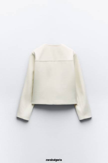 Zara облекло 66FT33 Жени меко яке екрю