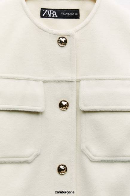 Zara облекло 66FT33 Жени меко яке екрю