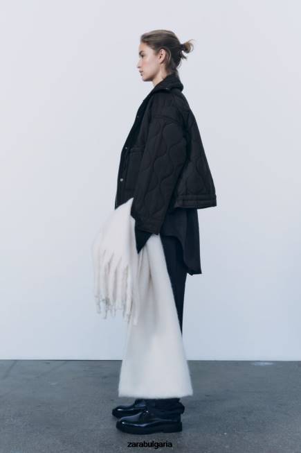 Zara облекло 66FT39 Жени водоотблъскващо пухено яке черен