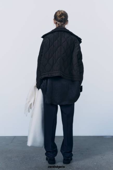 Zara облекло 66FT39 Жени водоотблъскващо пухено яке черен