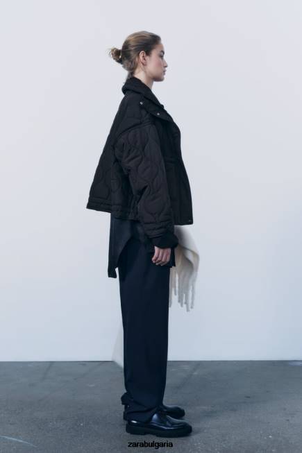 Zara облекло 66FT39 Жени водоотблъскващо пухено яке черен