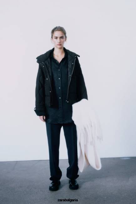 Zara облекло 66FT39 Жени водоотблъскващо пухено яке черен