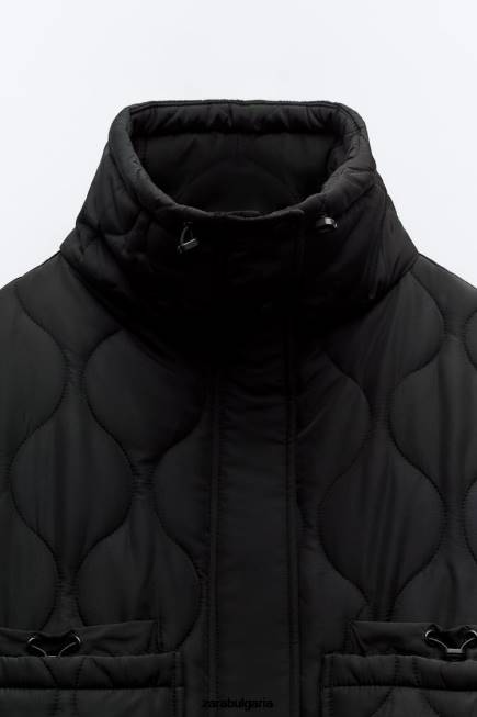 Zara облекло 66FT39 Жени водоотблъскващо пухено яке черен