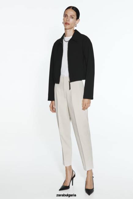 Zara облекло 66FT44 Жени бомбър яке в стил риза черен