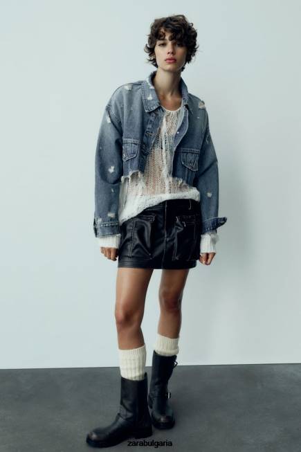 Zara облекло 66FT50 Жени trf дънково яке син