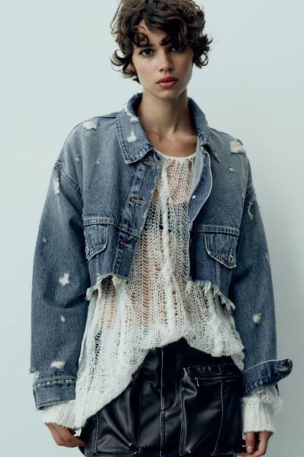 Zara облекло 66FT50 Жени trf дънково яке син