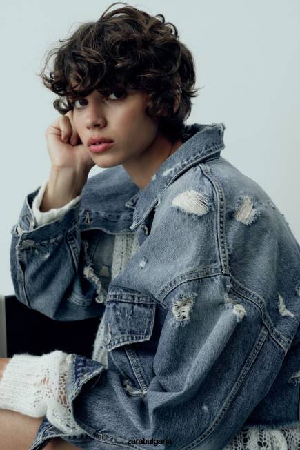 Zara облекло 66FT50 Жени trf дънково яке син