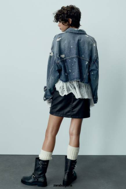 Zara облекло 66FT50 Жени trf дънково яке син