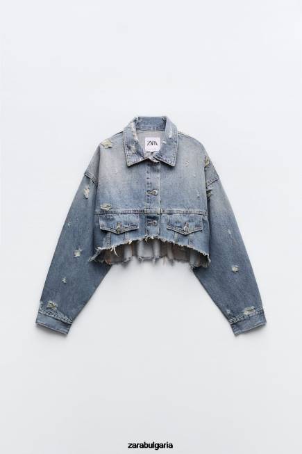 Zara облекло 66FT50 Жени trf дънково яке син