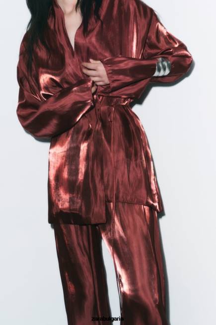 Zara облекло 66FT52 Жени увийте кимоно тухла