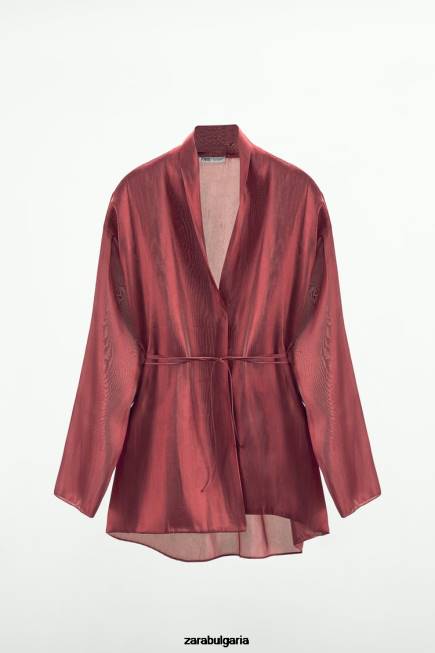 Zara облекло 66FT52 Жени увийте кимоно тухла