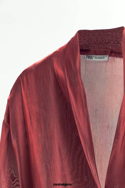 Zara облекло 66FT52 Жени увийте кимоно тухла