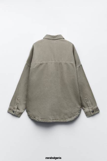 Zara облекло 66FT59 Жени голям тениска с джобове средно каки