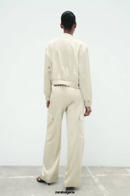 Zara облекло 66FT60 Жени бомбър яке със сатенен ефект меко злато