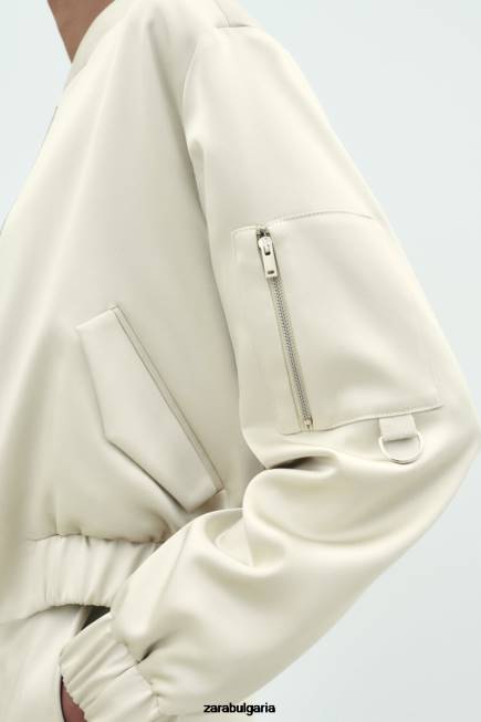 Zara облекло 66FT60 Жени бомбър яке със сатенен ефект меко злато