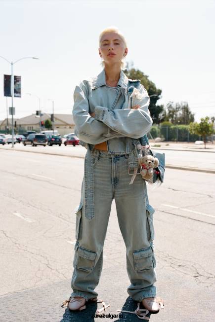 Zara облекло 66FT63 Жени trf дънково мотоциклетско яке светло синьо