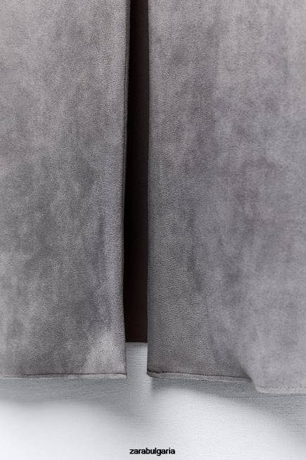 Zara облекло 66FT65 Жени палто от изкуствен велур сивкав