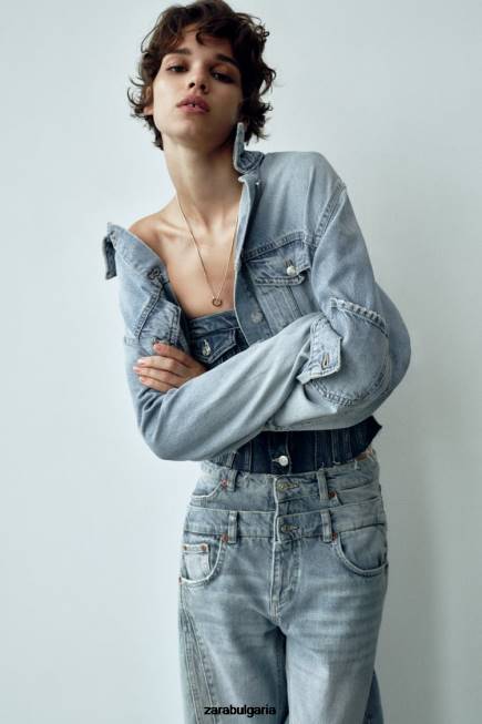 Zara облекло 66FT70 Жени trf дънково яке син