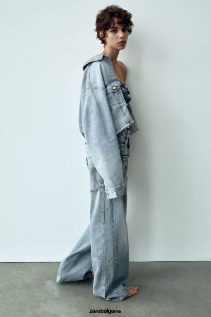 Zara облекло 66FT70 Жени trf дънково яке син