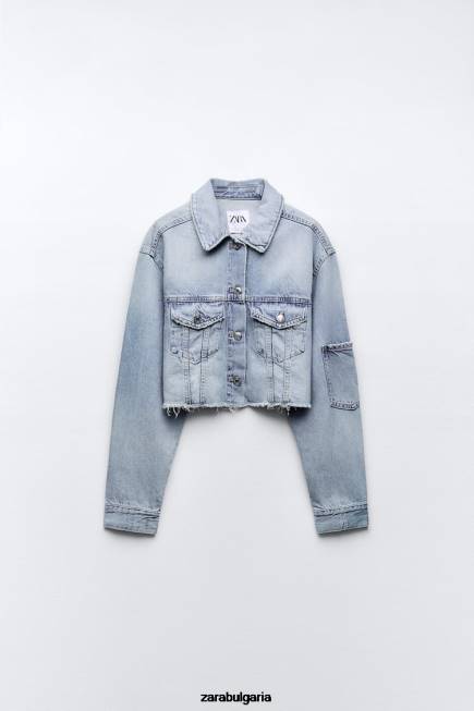 Zara облекло 66FT70 Жени trf дънково яке син