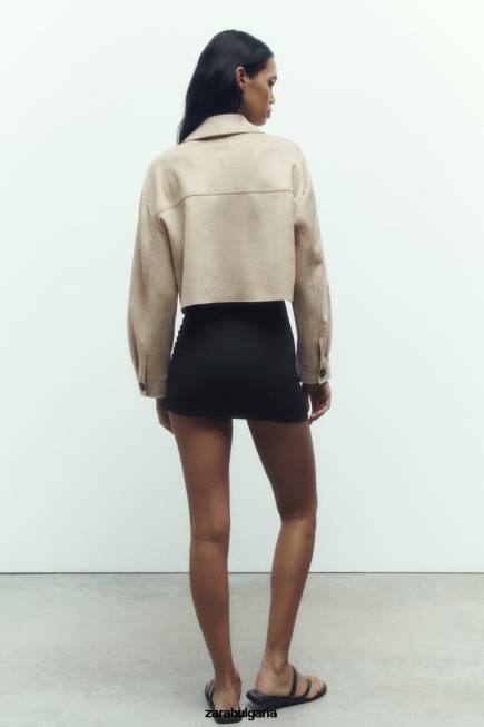 Zara облекло 66FT75 Жени късо яке от изкуствен велур норка