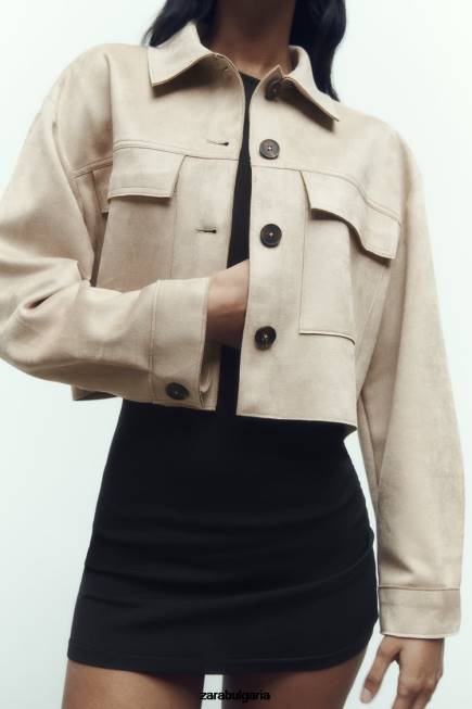 Zara облекло 66FT75 Жени късо яке от изкуствен велур норка
