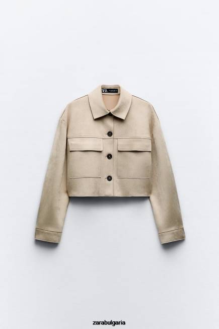 Zara облекло 66FT75 Жени късо яке от изкуствен велур норка