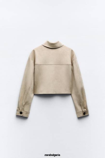 Zara облекло 66FT75 Жени късо яке от изкуствен велур норка
