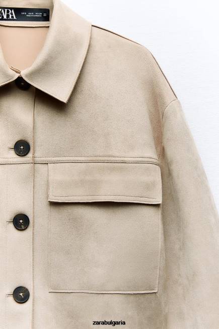 Zara облекло 66FT75 Жени късо яке от изкуствен велур норка