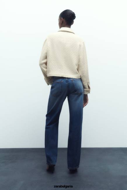 Zara облекло 66FT80 Жени изрязано сако с копчета за бижута екрю