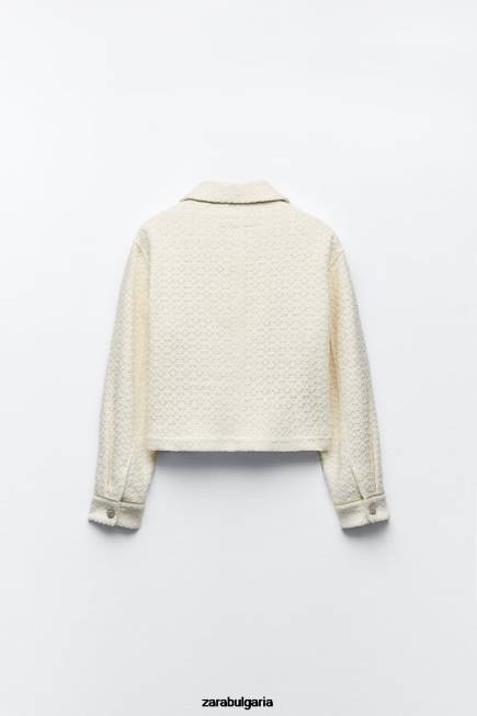 Zara облекло 66FT80 Жени изрязано сако с копчета за бижута екрю