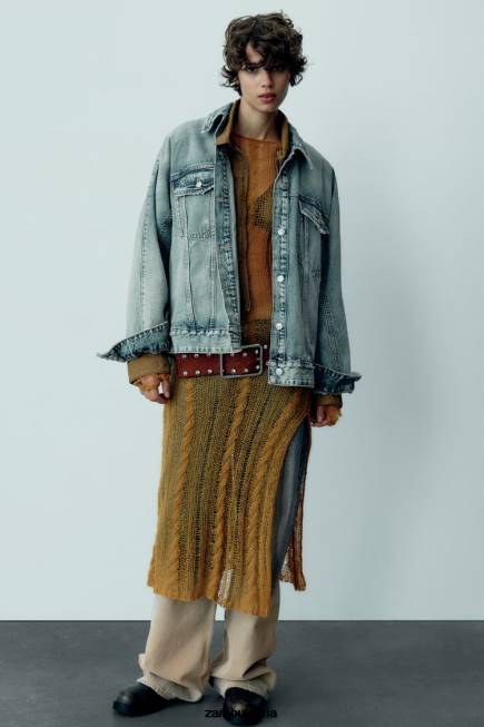 Zara облекло 66FT91 Жени trf голямо дънково яке светло синьо