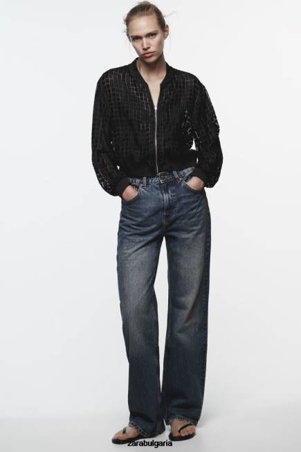 Zara облекло 66FT92 Жени бомбардировач от органза черен