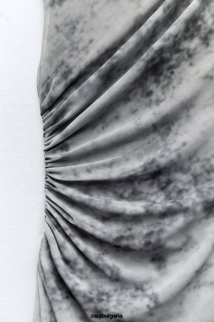 Zara облекло 66FT257 Жени боди с щампа от тюл сиви