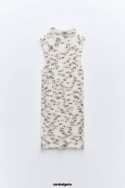 Zara облекло 66FT261 Жени топ от смесено плетиво с парагади само един