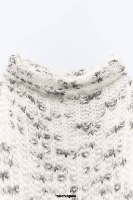 Zara облекло 66FT261 Жени топ от смесено плетиво с парагади само един