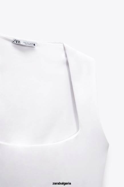 Zara облекло 66FT264 Жени боди с квадратно деколте бяло