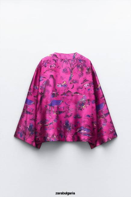 Zara облекло 66FT275 Жени кимоно с щампа многоцветен