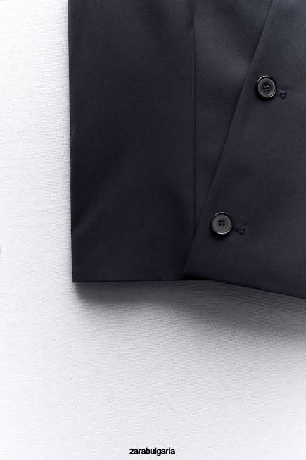 Zara облекло 66FT188 Жени zw колекция асиметрична жилетка тъмносин