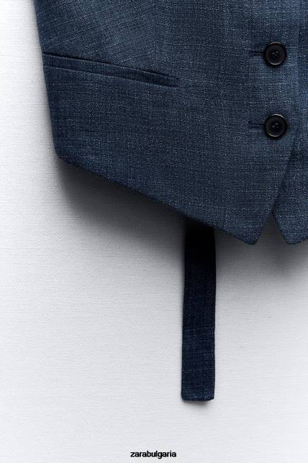Zara облекло 66FT189 Жени Жилетка с обвивка на гърба от колекция zw индиго