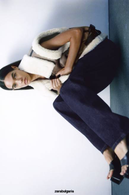 Zara облекло 66FT190 Жени Жилетка с две лица колекция zw кафяво/сива