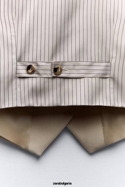 Zara облекло 66FT191 Жени смесена жилетка на ивици тъмнокафяво