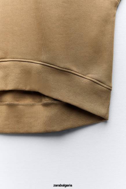 Zara облекло 66FT193 Жени плюшена жилетка каки