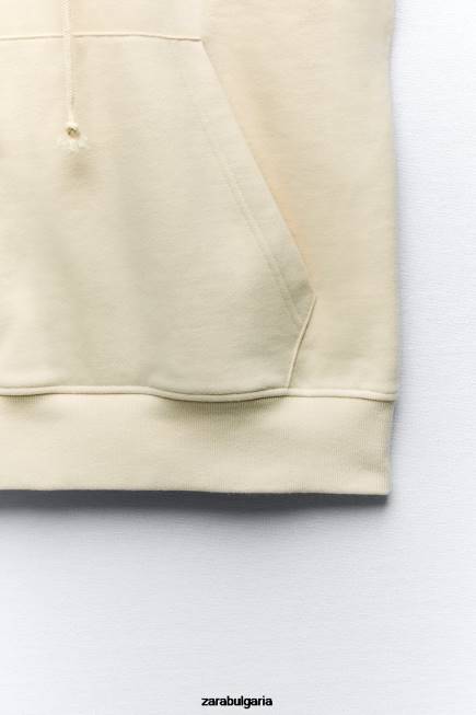 Zara облекло 66FT195 Жени плюшена огромна жилетка с качулка екрю