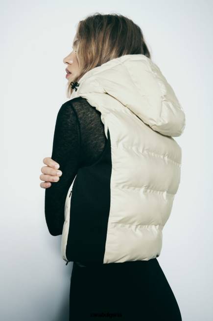 Zara облекло 66FT199 Жени водоотблъскваща ветрозащитна пухкава жилетка Черно бяла