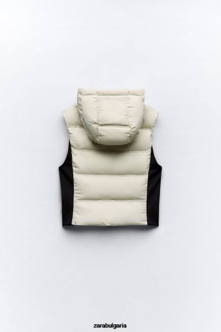 Zara облекло 66FT199 Жени водоотблъскваща ветрозащитна пухкава жилетка Черно бяла