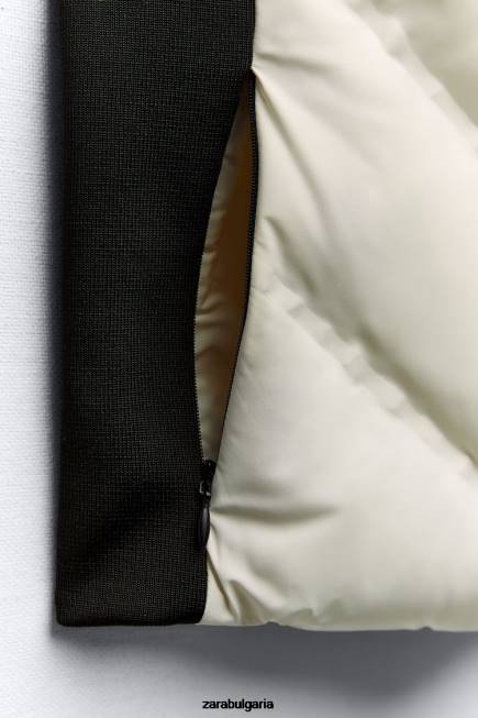 Zara облекло 66FT199 Жени водоотблъскваща ветрозащитна пухкава жилетка Черно бяла